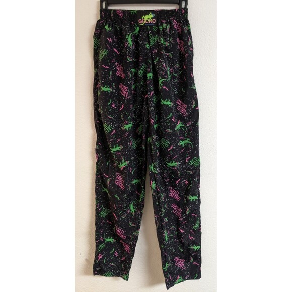 Gecko Pants - GECKO Hawaii Neon Splatter Gecko Print Beach Pant 100% Nylon Size Small